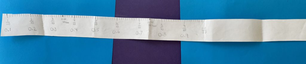 Teaching decimals using metric system meter tape