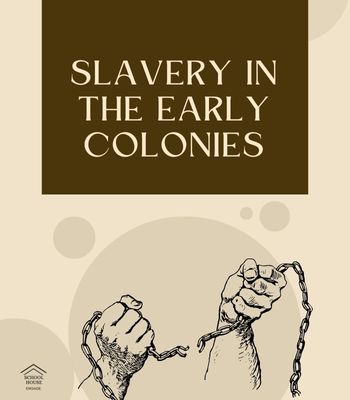 Hands in Chains and text that says Slavery in the Early Colonies