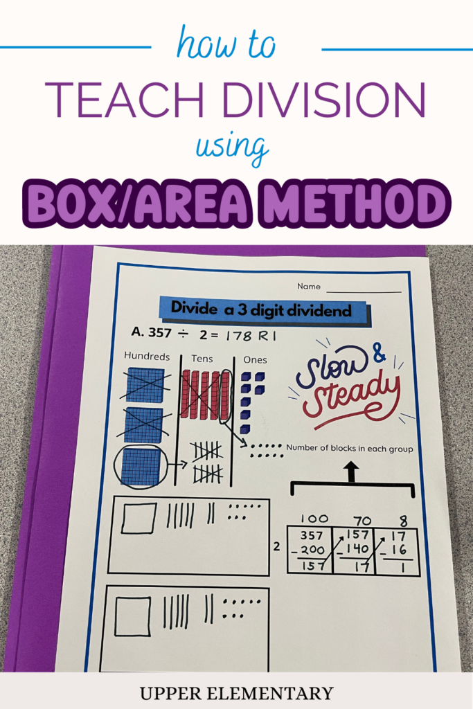 Learn how to teach division using the box or area method