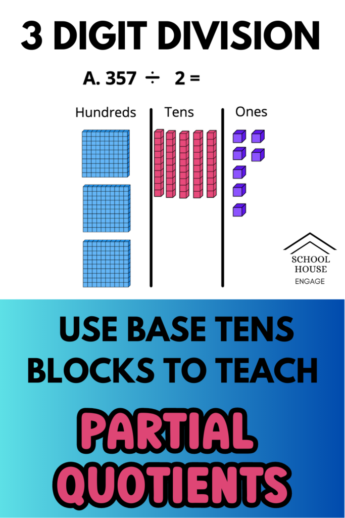 Use base tens blocks to teach partial quotients