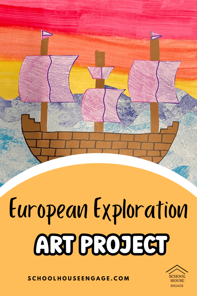 Easy Ship Art project for kids when teaching European Exploation