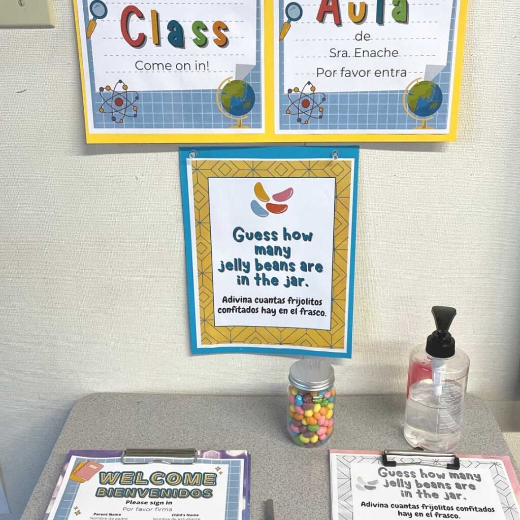 Guess how many jelly beans are in the jar station for Open House