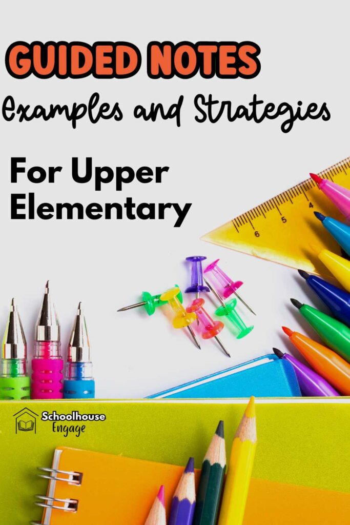 School supplies and text: guided notes and examples