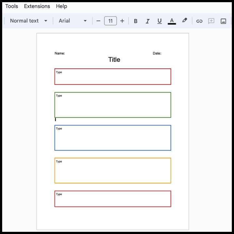 Color coded graphic organizer for narrative writing