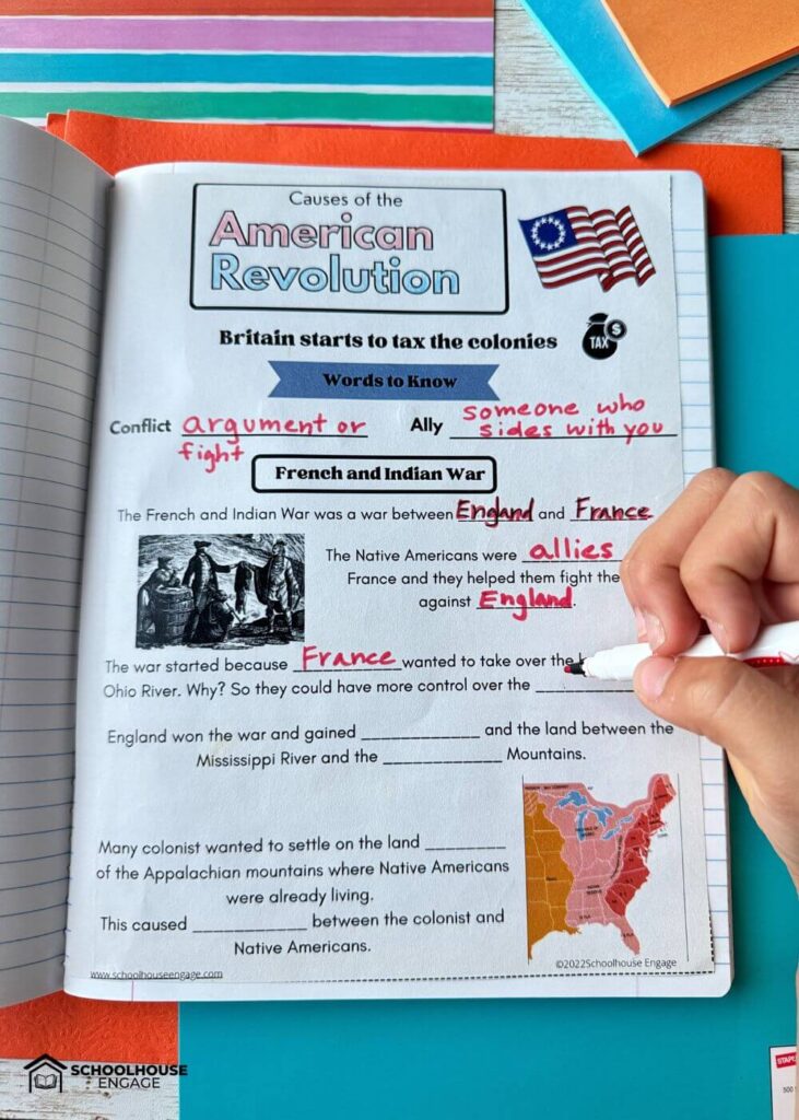 Causes of the American Revolution Guided or Scaffolded Notes for Students