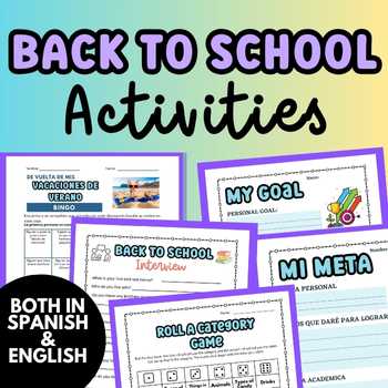 Back to school activities for upper grade in English and Spanish