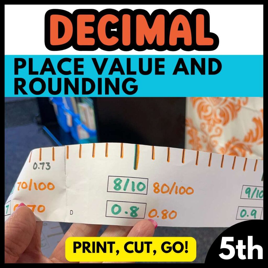 Decimal Place Value Rounding Math Number line DIY paper meter tape