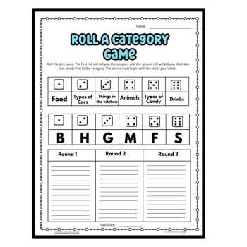 Roll a category icebreaker game for kids