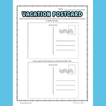 Vacation postcard student worksheet