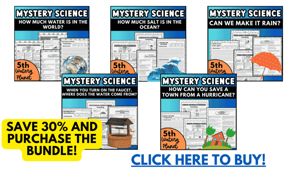 5th grade Mystery Science Watery Planet supplemental worksheets