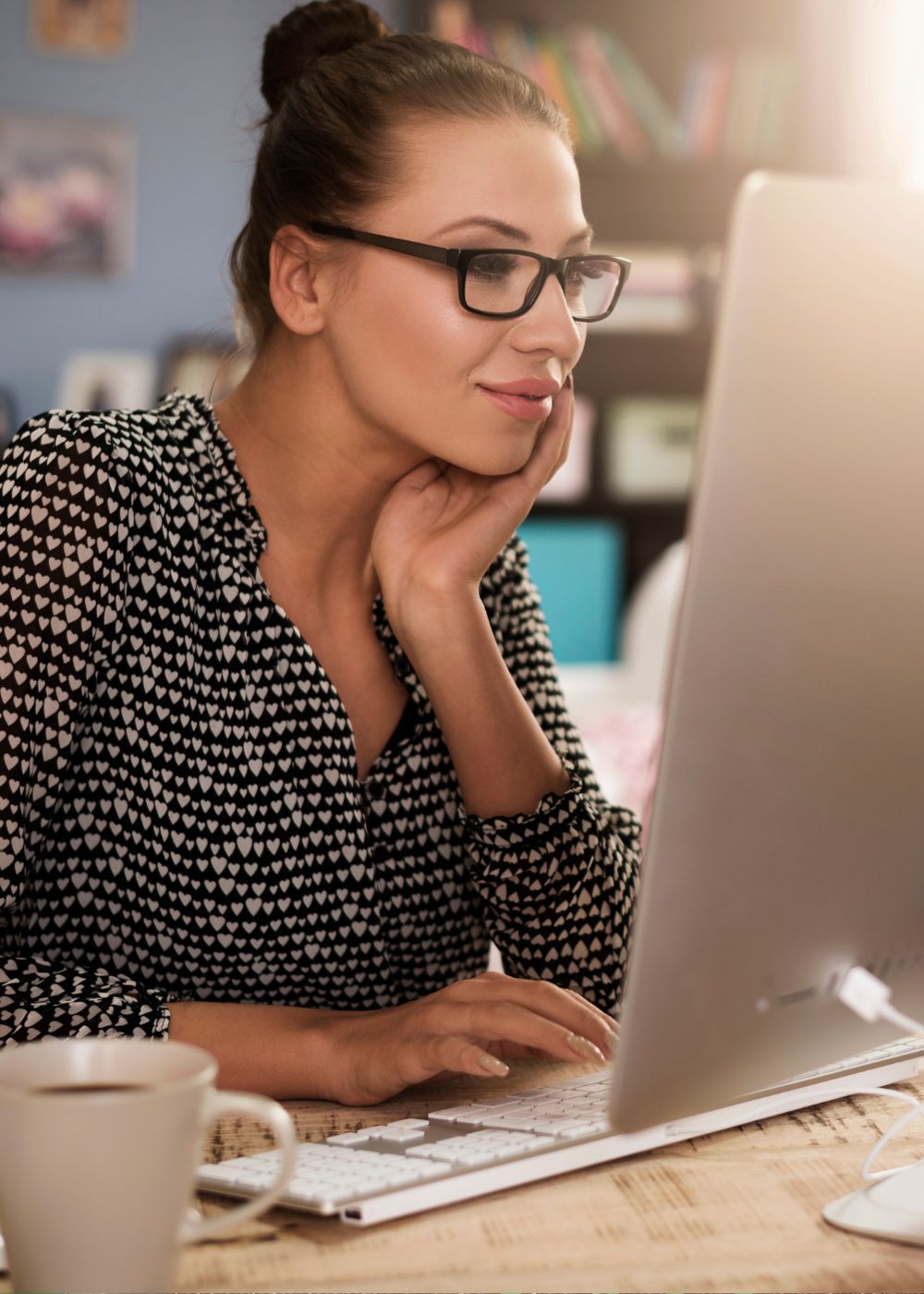 Teacher at computer