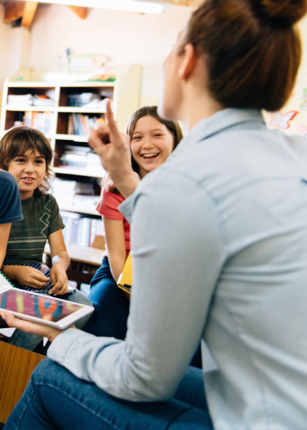 Teacher with students