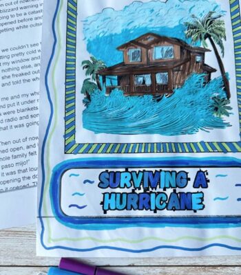 Surviving a Hurricane student essay and coloring cover page 5th grade