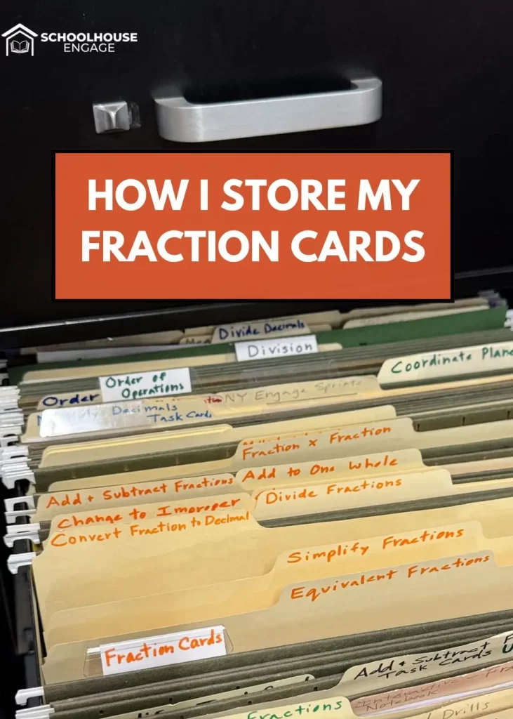 How I store fraction cards. Math files in file cabinet