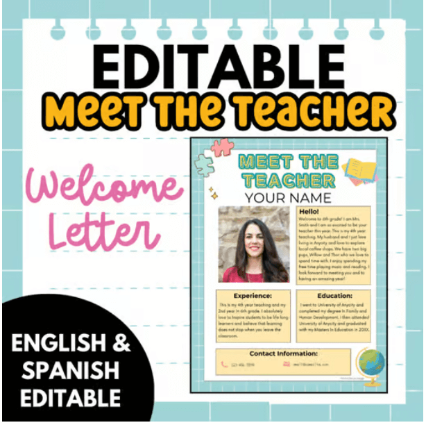 Editable Meet the Teacher Welcome Letter in Spanish and English
