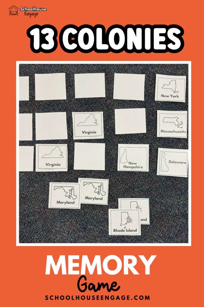 Memory Game to teach the names of the 13 colonies