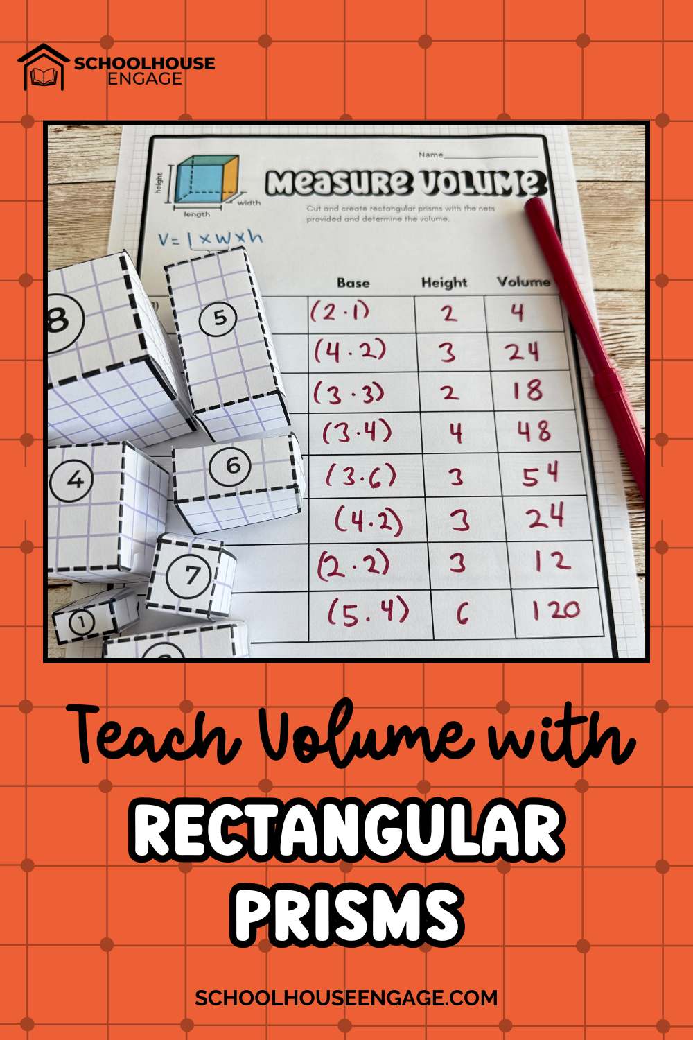 Teach Volume in 5th grade with nets and rectangular prisms