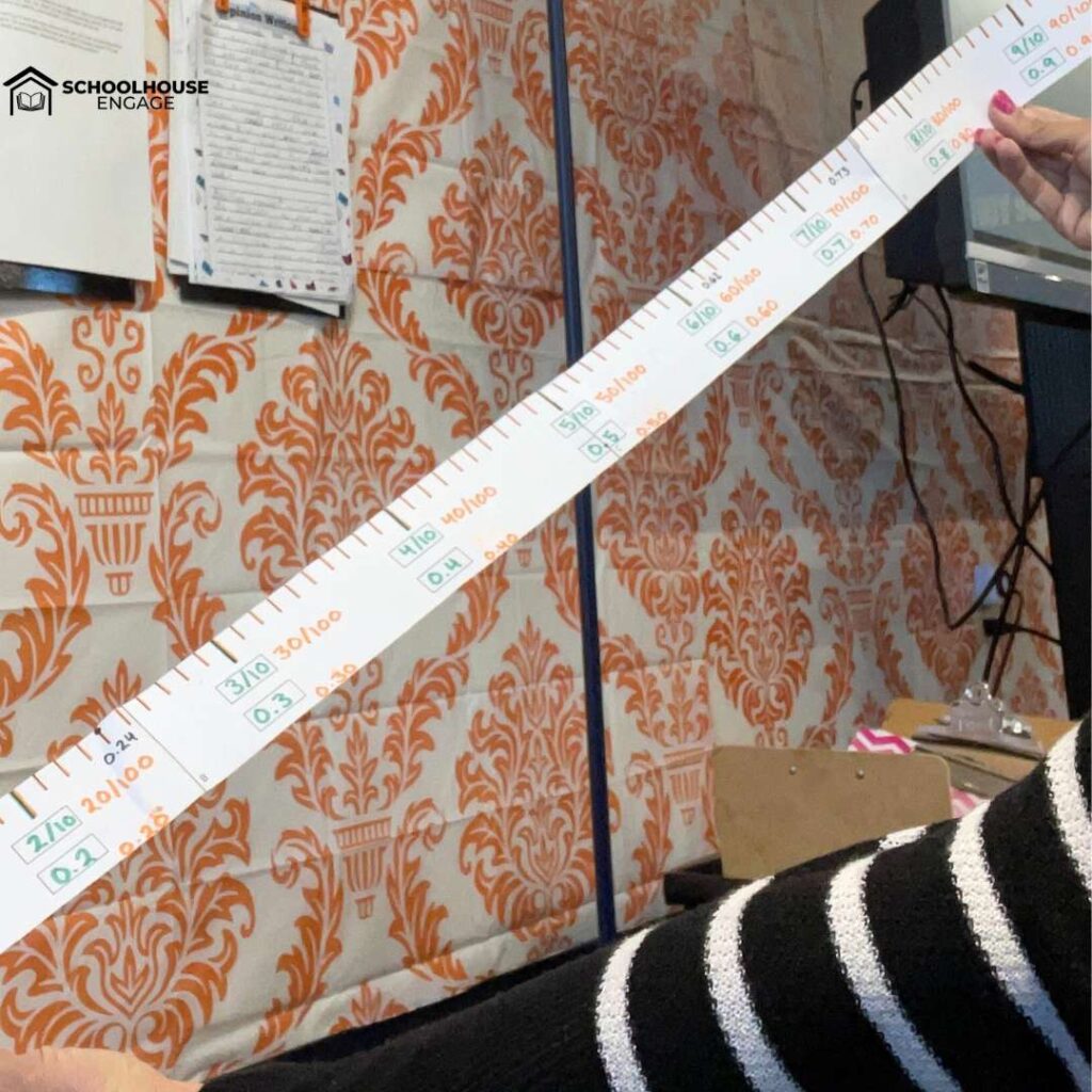 DIY paper meter tape to teach decimal and fraction equivalency