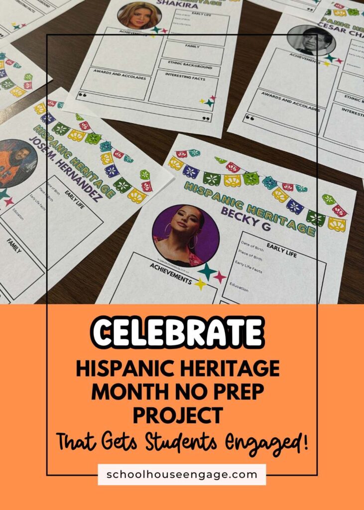 Hispanic Heritage Research Templates 5th grade Pictures of Shakira, Jose M. Hernandez, Becky G, and Cesar Chavez