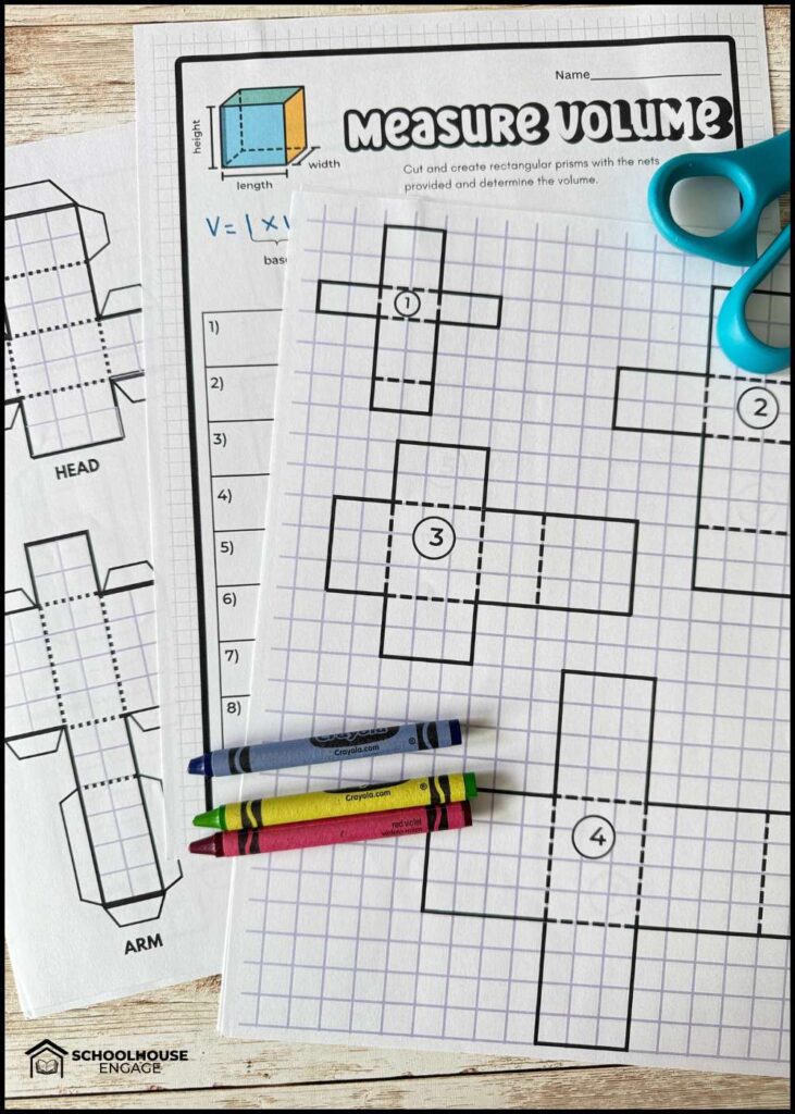 Measure Volume Activity 5th grade nets and templates to create a paper robot