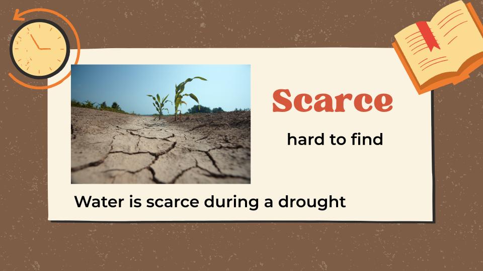 Roanoke slide with vocabulary word: scarce