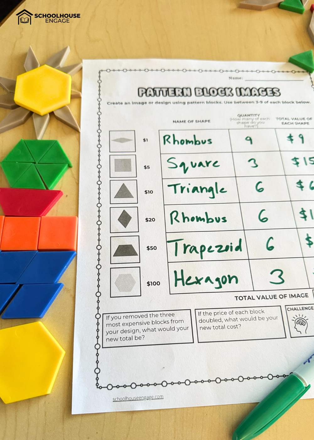 Block pattern back-to-school math 5th grade