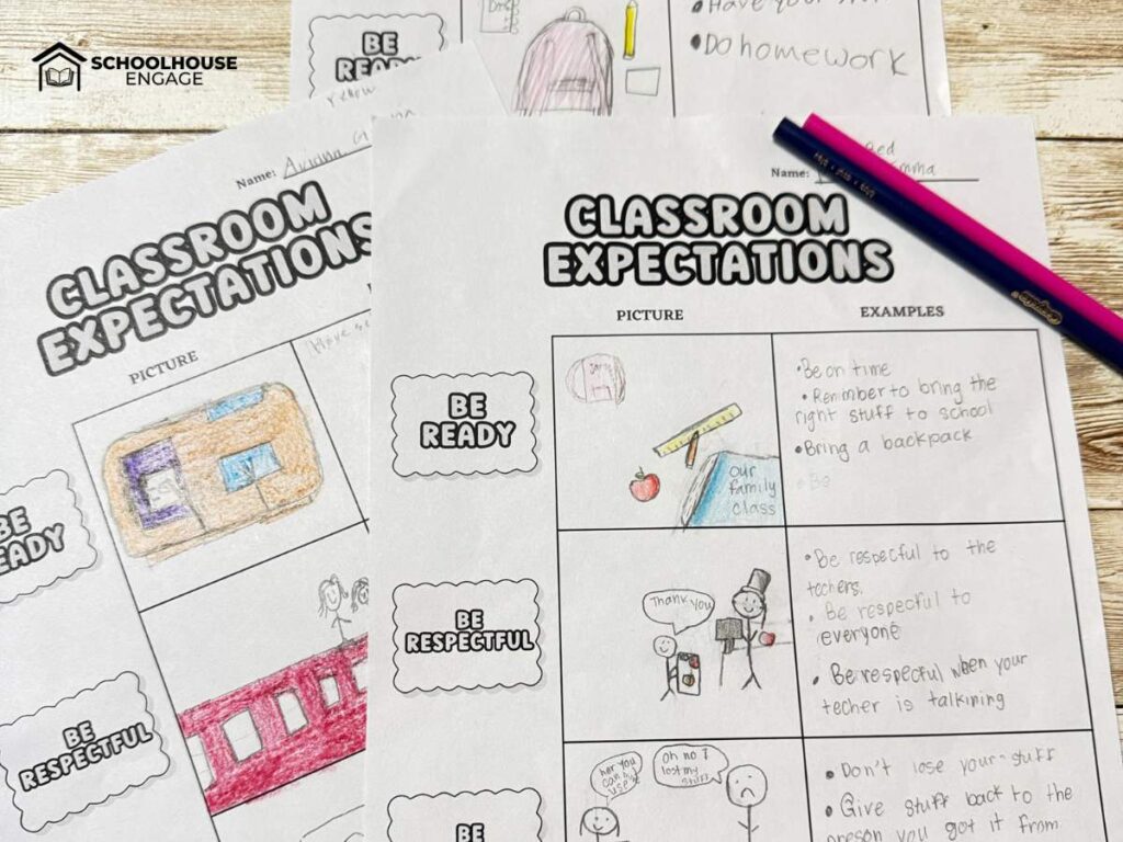 PBIS Back to School activity rules and expectations student worksheets
