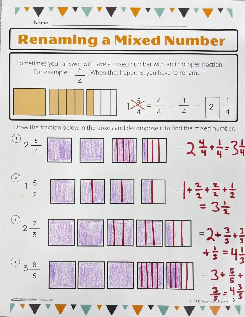 Renaming a Mixed Number with Visual Models