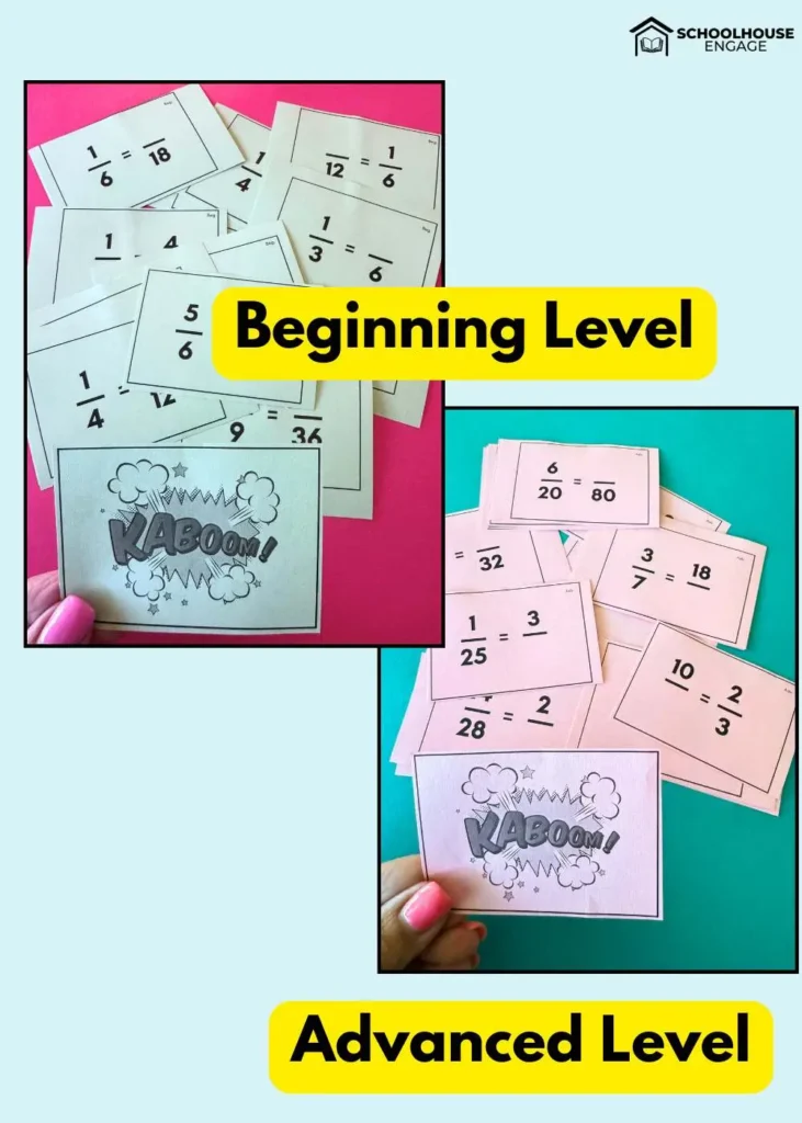Equivalent fraction Kaboom game differntiated